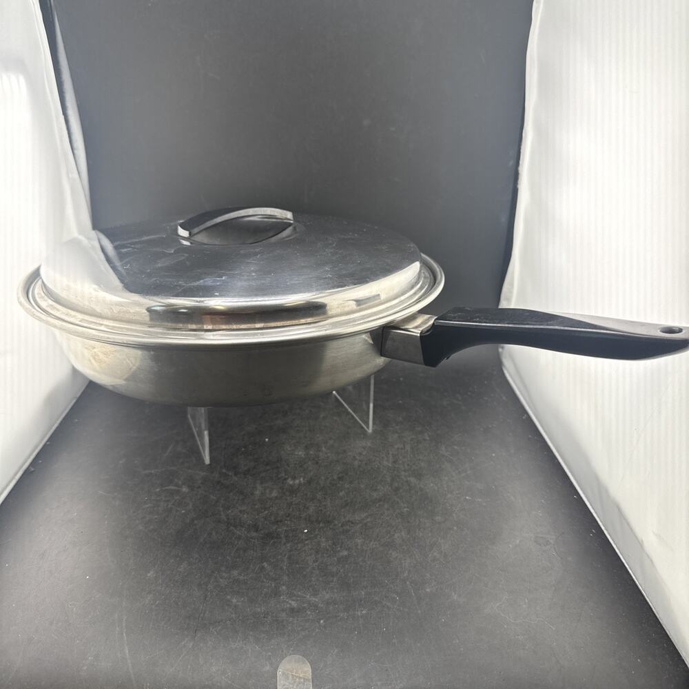 Flint Ware By Ekco #357 Stainless Steel 10 Inch Skillet Frying Pan w/ Lid USA
